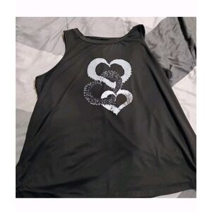 SHEIN Black Tank Top with White Heart Motif